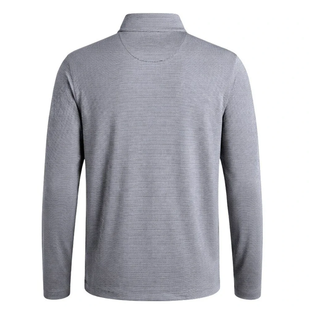 Magaschoni Mens XL Blue Micro Stripe Quarter Zip Pullover Long Sleeve Shirt - CJ